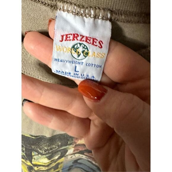 Vintage Jerzees T-shirt Tan Bass Anglers Sportsman - Picture 4 of 5